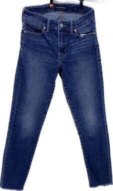Lucky Brand Womens Ava Crop Skinny Jeans Size 2/26 Raw Hem Medium Wash Ankle